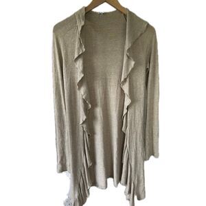 Splendid Women's Metallic Waterfall Open Front Lagenlook Duster Cardigan S